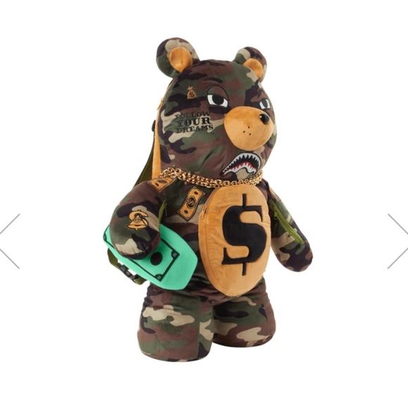 SPRAYGROUND. CAMOCHECK MONEYBEAR TEDDYBEAR BACKPACK - Picture 2 of 12
